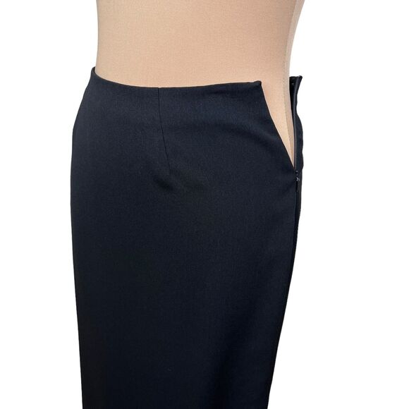 Geoffrey Beene Sport Midi Skirt Size 8P Straight Side Slits Black Polyester Zip - Picture 5 of 9